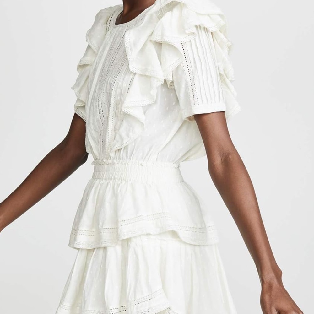 White Puff Sleeve Tiered Mini Sundress